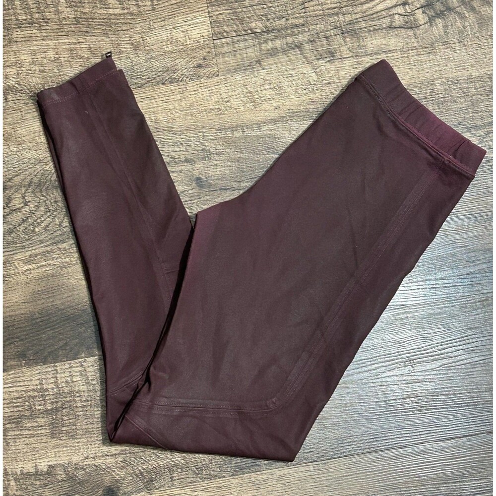 David Lerner Moto Leggings L Burgundy Oxblood Stretch Zip Ankle Made in USA
